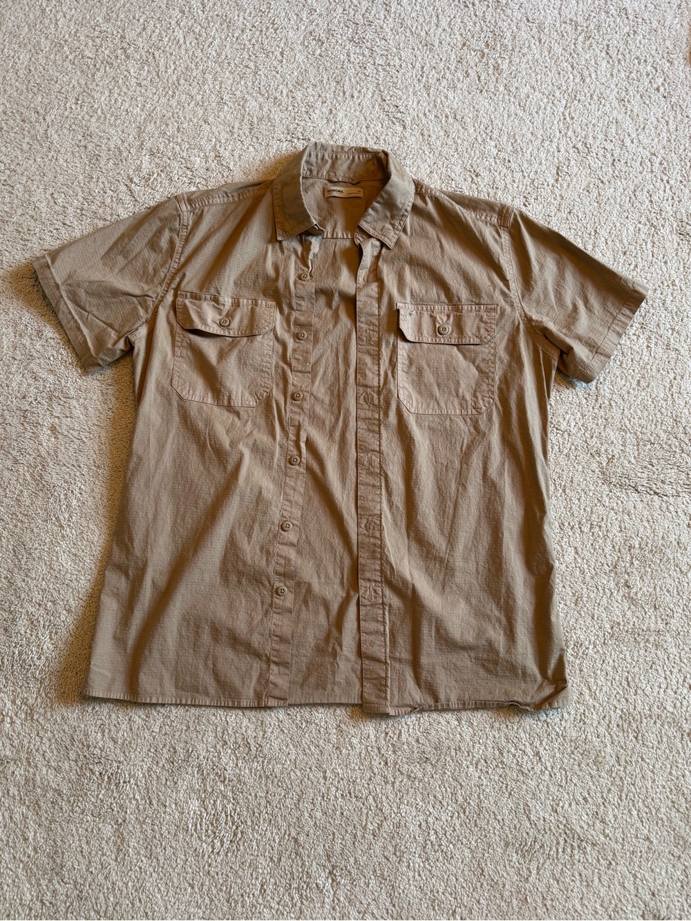 Sonoma Short Sleeve Button-Up Shirt in Light Brown